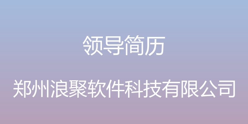 领导简历 - 郑州浪聚软件科技有限公司